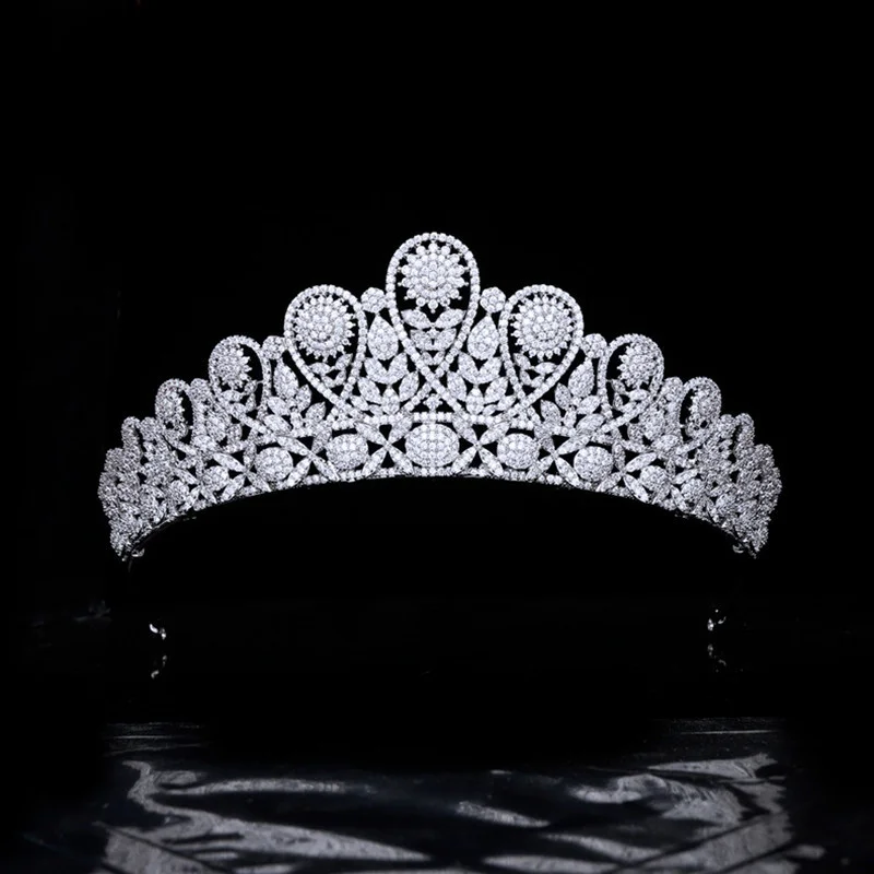 

MYFEIVO Vintage Leaves Wedding Crown Bridal Tiara Full Zircon Wedding Headdress Hair Accessories HQ0543