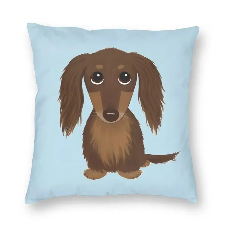 

Мягкая Наволочка с длинным воздухом, шоколадно-коричневая такса, мультяшная собака, декоративная наволочка для дома, наволочка для подушки, наволочка для гостиной