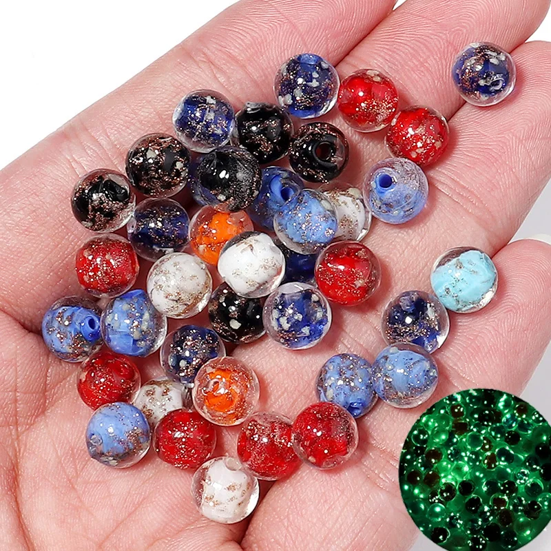 

10pcs/lot Glazed Sands Luminous Beads Lampwork Beads Glass Loose Beads For Jewelry Making Diy Bracelet Necklace Accessories