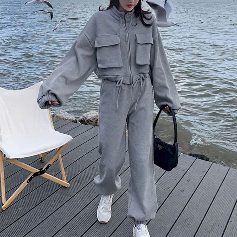 Комплекты брюк High Street Спортивные женские спортивные костюмы Свободные комплекты