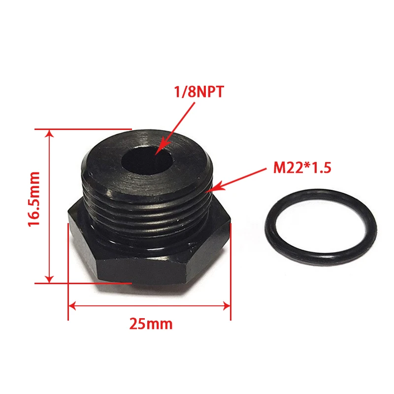 Фото Переходник для датчика нагрева воздуха (Boost Plug Sensor Adapter) с резьбой M22x1.5 на 1/8-27NPT для Ford 1999.5-2002, изготовленный на станке с ЧПУ
