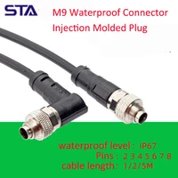 m9 injection molded connector harness 2 3 4 5 6 7 8 pins waterproof ip67 male and female aviation shielded and unshielded plug
