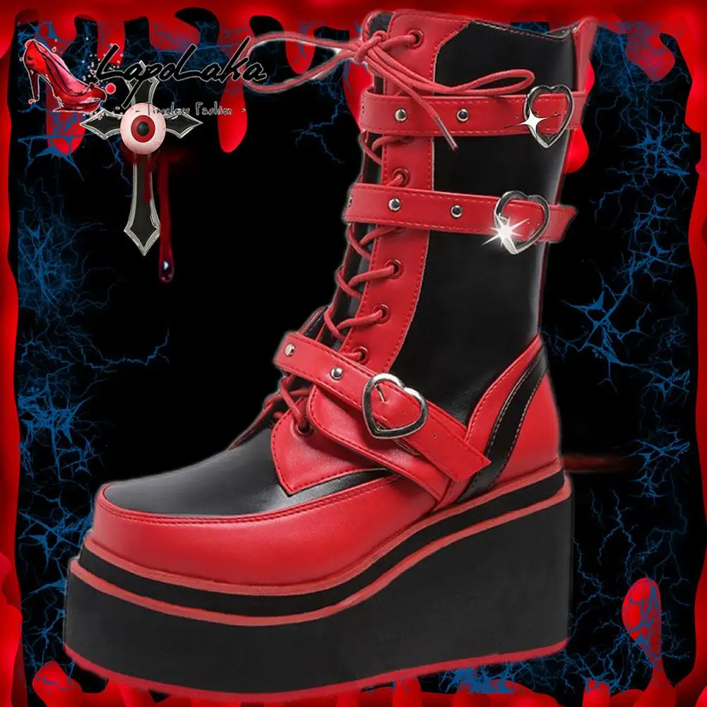 

Мотоциклетные сапоги в темном стиле Subculture Y2k с металлической пряжкой