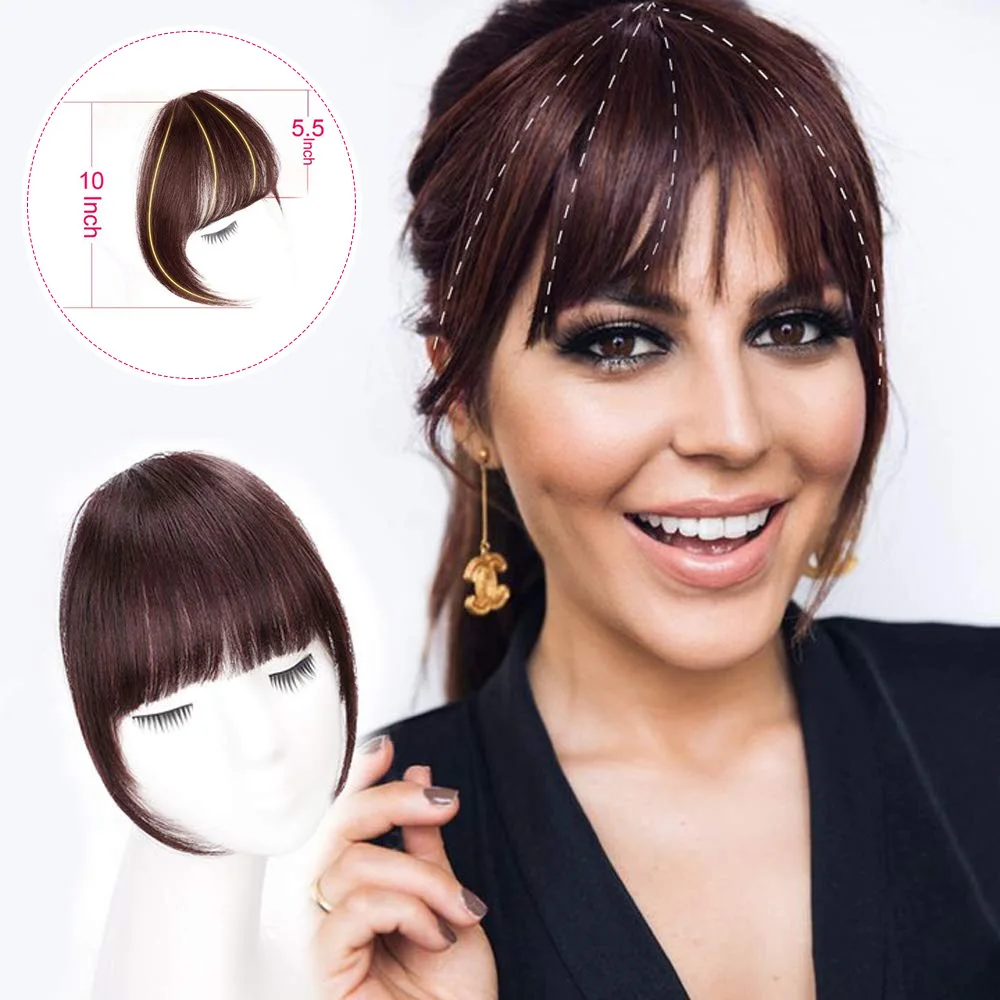 

2022Wig Human Hair Wig Oblique Bangs Women's Bangs Sideburns Wigs Clip In Hair Extensions Fake Bangs Human Hair Bang Fake Bangs