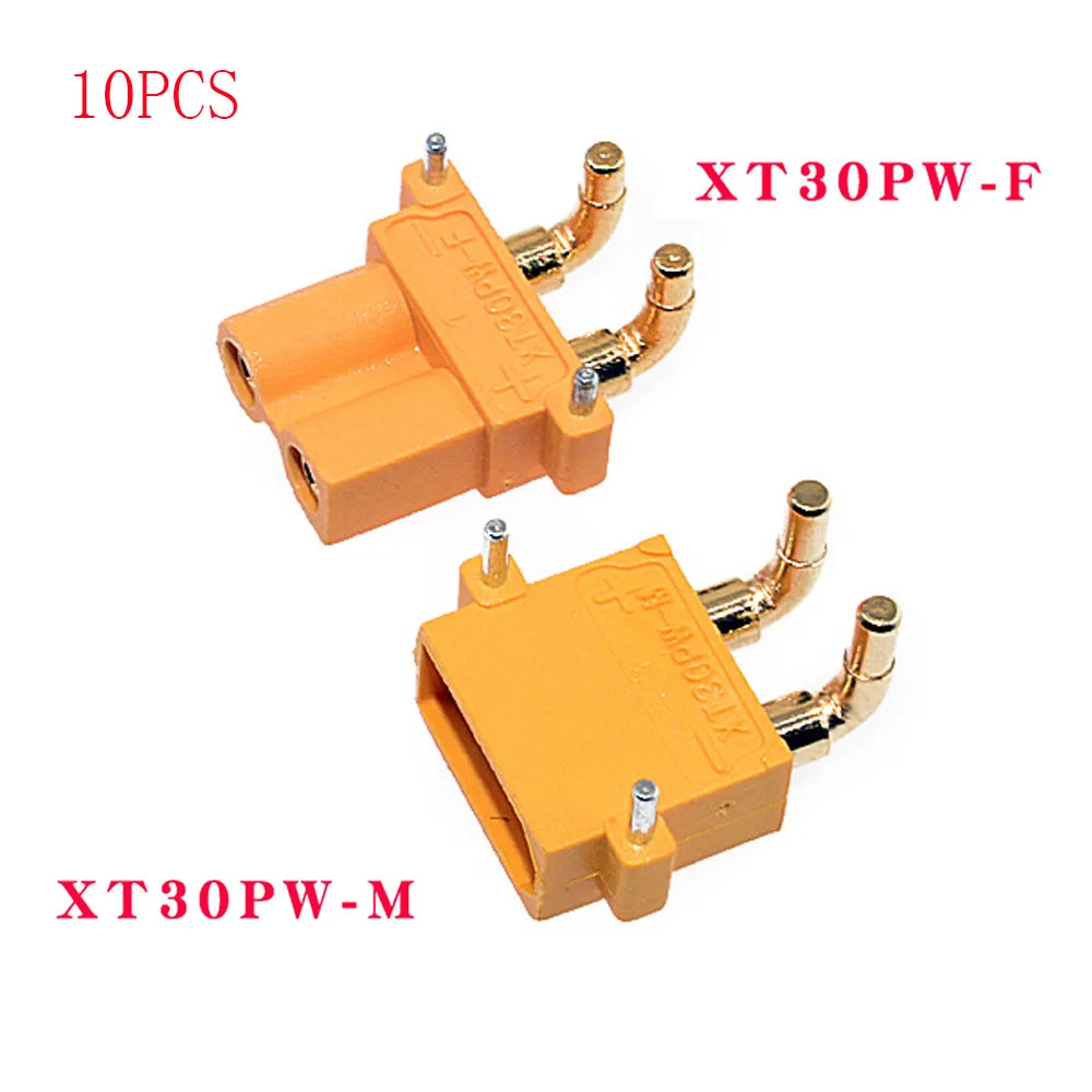 

10PCS XT30PW Male Female High Current Connector 5Pairs 2mm Banana Golden Head Right Angle Horizontal 2Pin Connector for RC Model