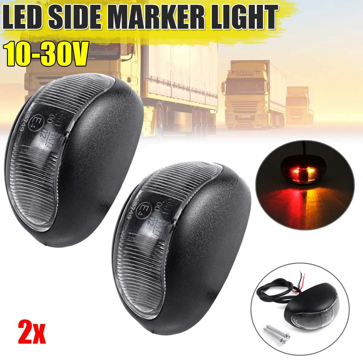 

2pcs 12V 24V LED Car Side Marker Lights Indicator Signal Warning Lamp Clearance Light For Trailer Truck Lorry Tractor Bus Boat