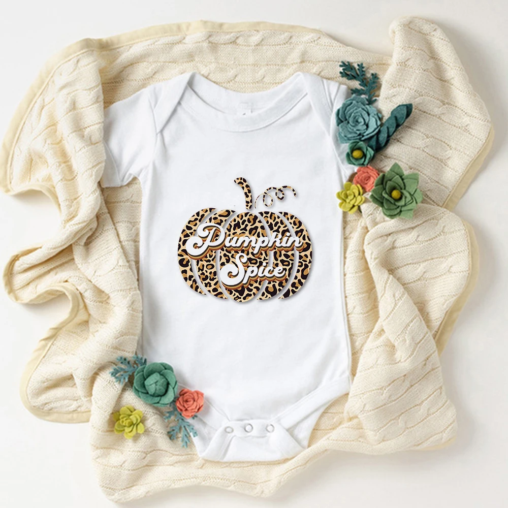 

Pumpkin Spice Newborn Baby Bodysuits Fall Fashion American Infant Girl Clothes Comfy Soft Toddler Playsuits Onesies Wholesale