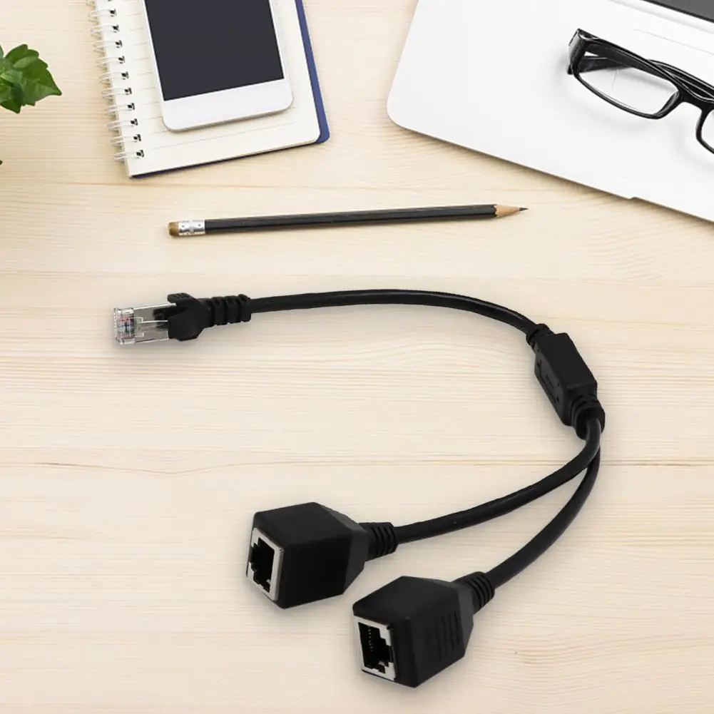 

Plug and Play 2-in-1 Internet Splitter Copper RJ45 Male to 2 Female for Home Internet Adapter Cable Household for Home