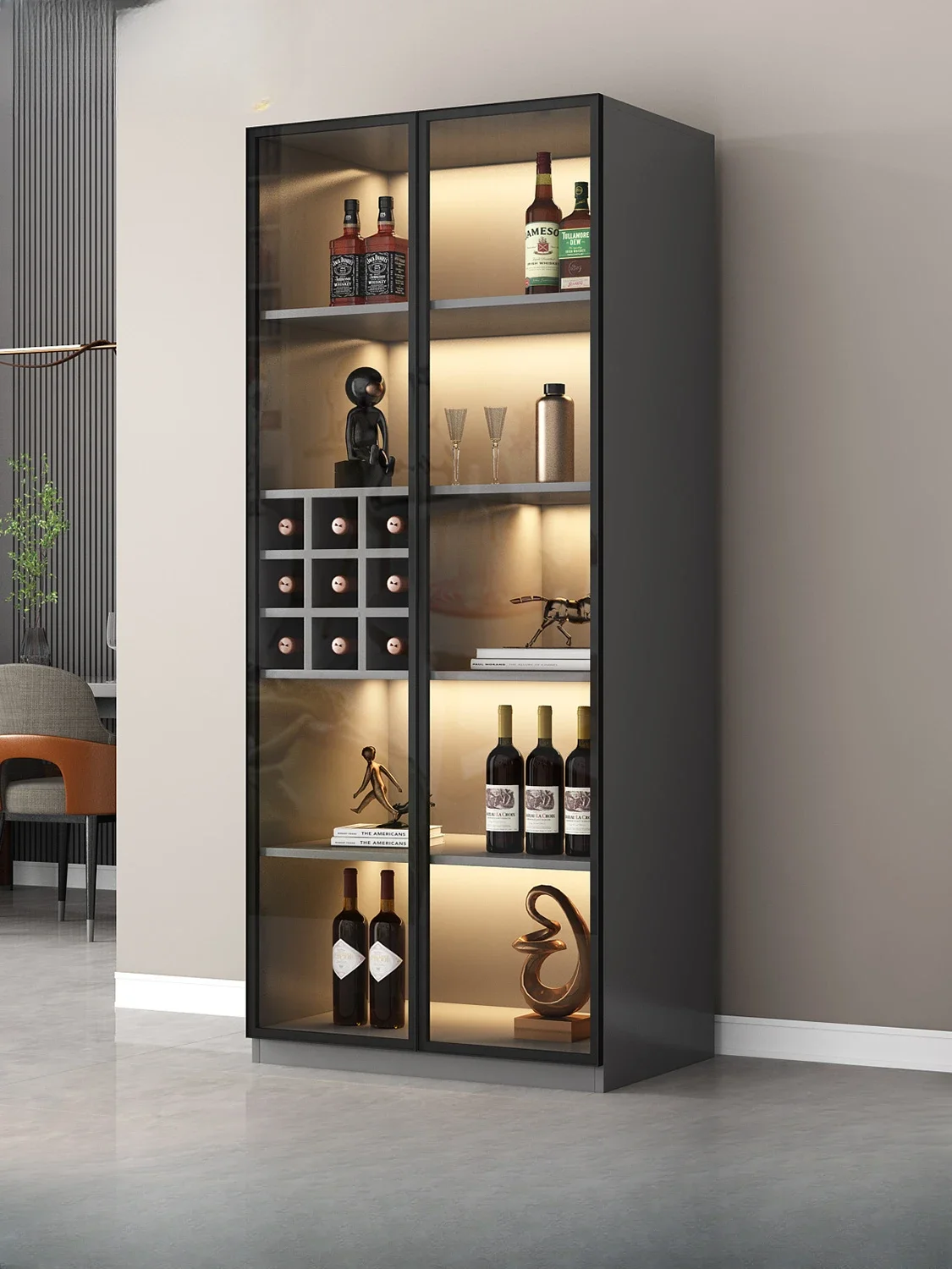Винный шкаф витрина домашний стеклянный светильник для хранения в гостиной