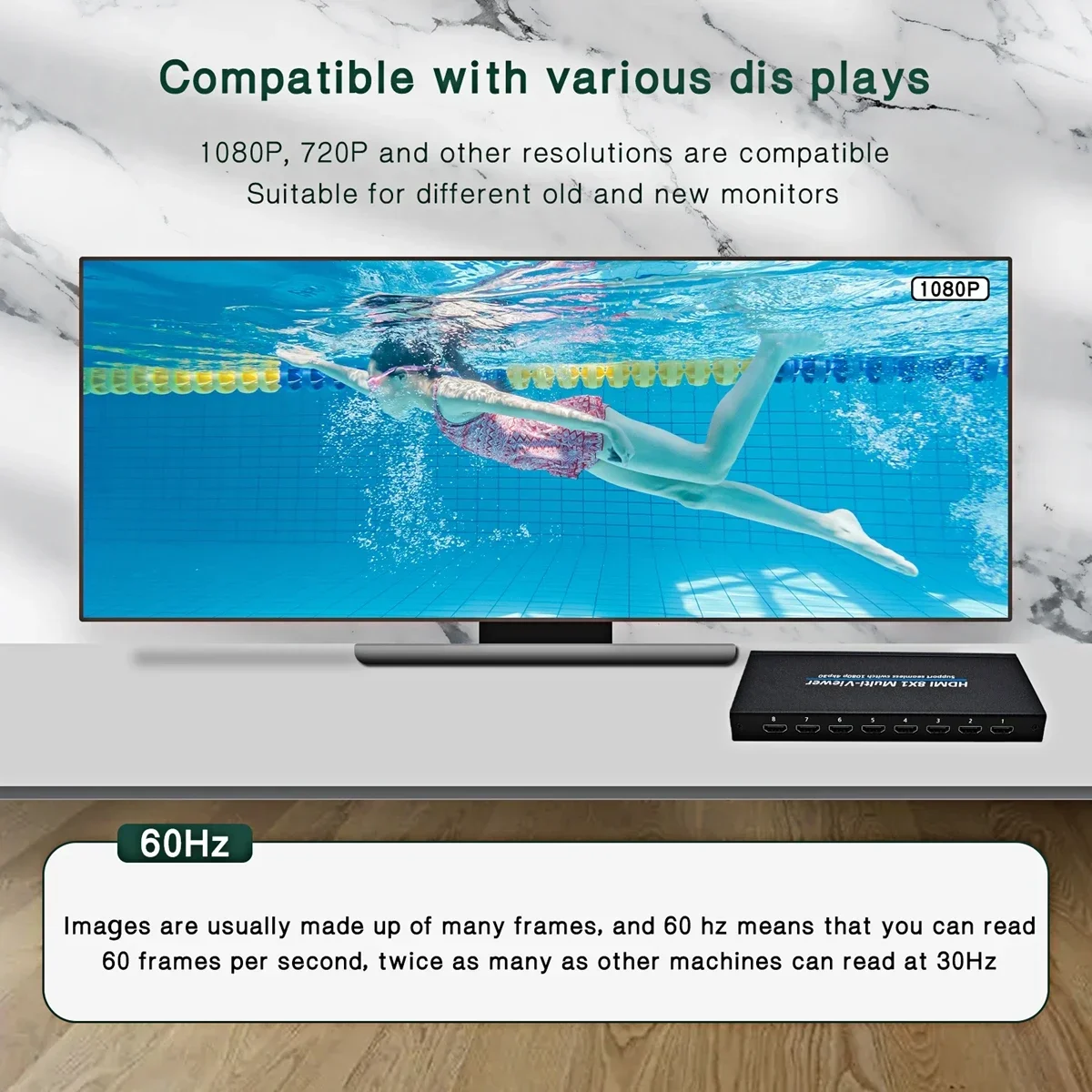 Фото Мультивьювер HDMI 4K 8x1, 1080p, с функцией Quad Screen, 8 входов 1 выход, бесшовный переключатель экранов, сплиттер для PS4, камеры, ПК, ТВ, проектора №5