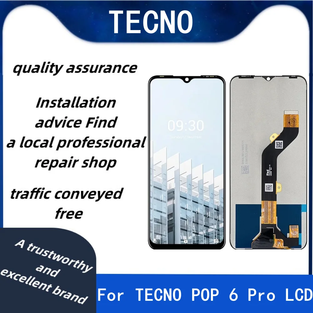 

Оригинальный ЖК-дисплей 6,56 дюймов для Tecno POP 6 Pro BE8, запасные части для сборки цифрового экрана с экраном t