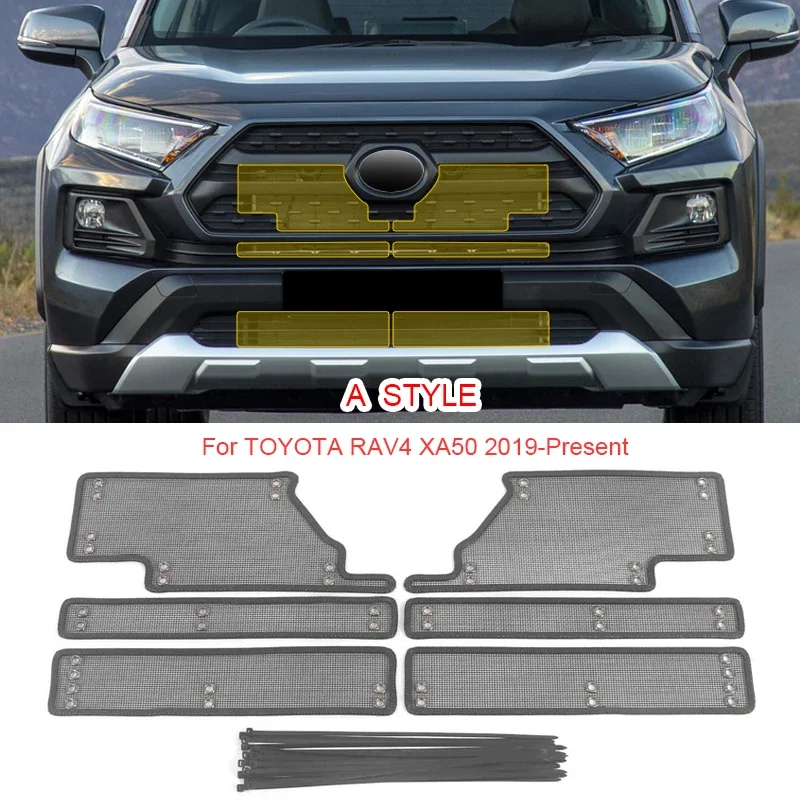 

4 шт. для Toyota RAV4 XA50 2019-2025 Автомобильная защита от насекомых на воздухозаборник воздушная вставка сетка на вентиляционное отверстие аксессуары для фильтра гоночного гриля