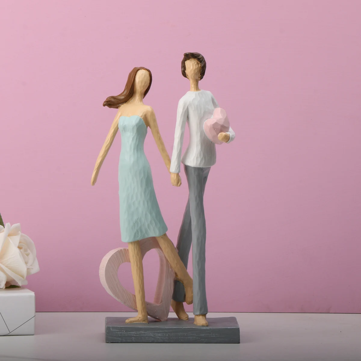 1 Шт. Абстрактная Фотографическая Скульптура Для Пар Статуя Из Смолы Домашний