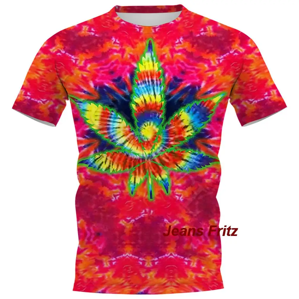 

Sleeved T-shirt Men/Women's Top Fashion Green Weed Leaves 3D Printing Men's