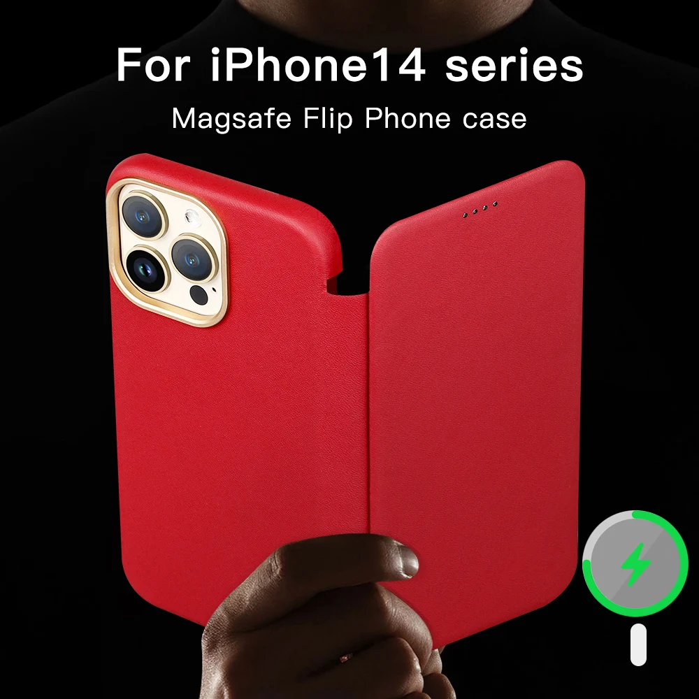 

LANGSIDI Magnetic Genuine Leather Flip Case For iPhone 14 13 pro max 14 plus full Protective Luxury Book Cover For iphone 14 pro