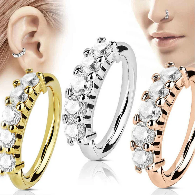 

Delicate Round Sparkling Zircon Ladies Puncture Nose Ring Fashion Simple Female Boutique Ear Jewelry