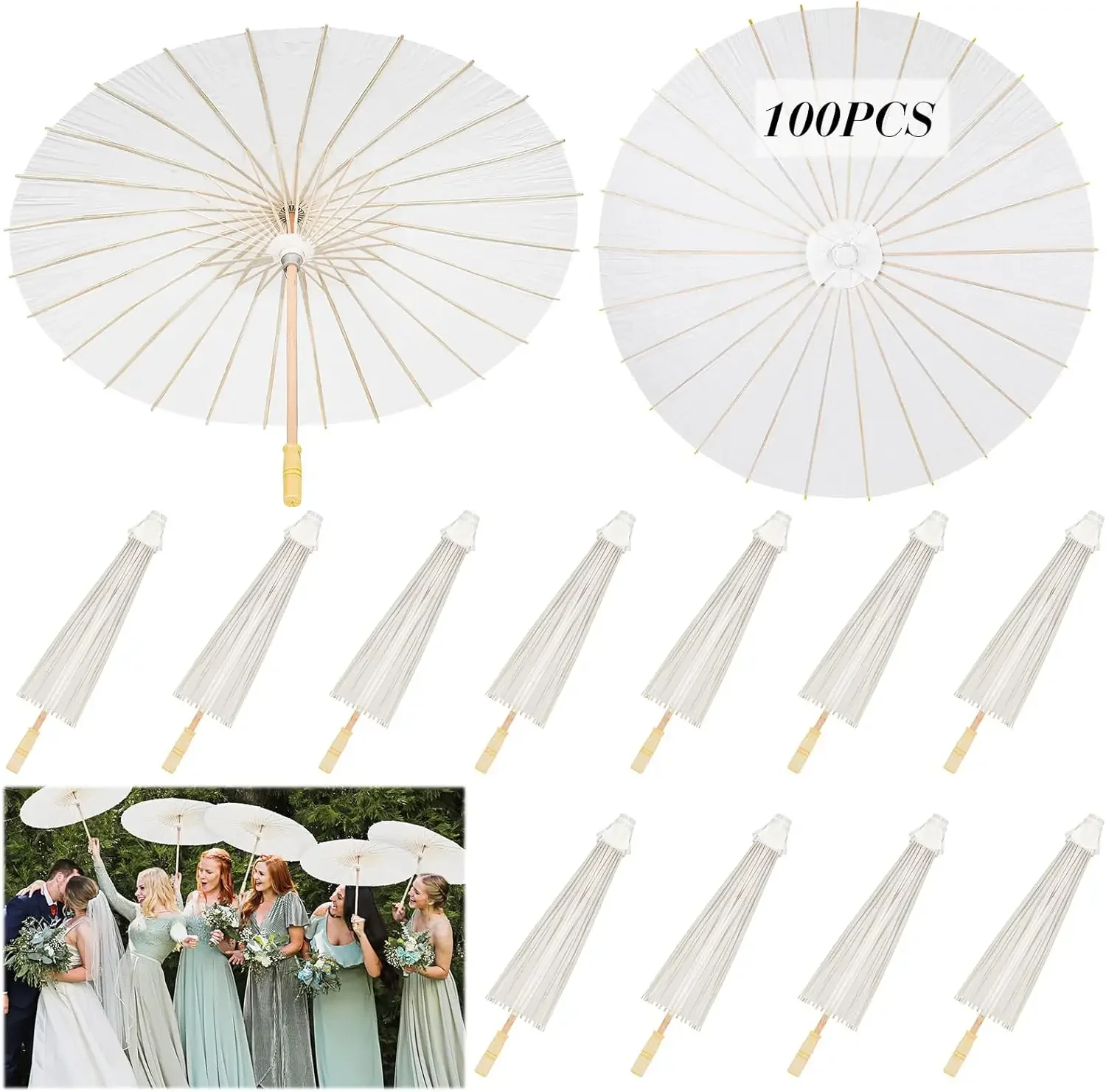 100 штук 33-дюймовых бумажных зонтов украшенных зонтами в китайском японском стиле