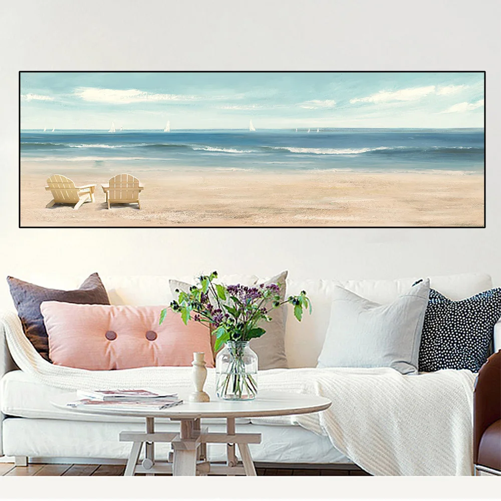 Скандинавский абстрактный морской пейзаж картина маслом на холсте фотообои и