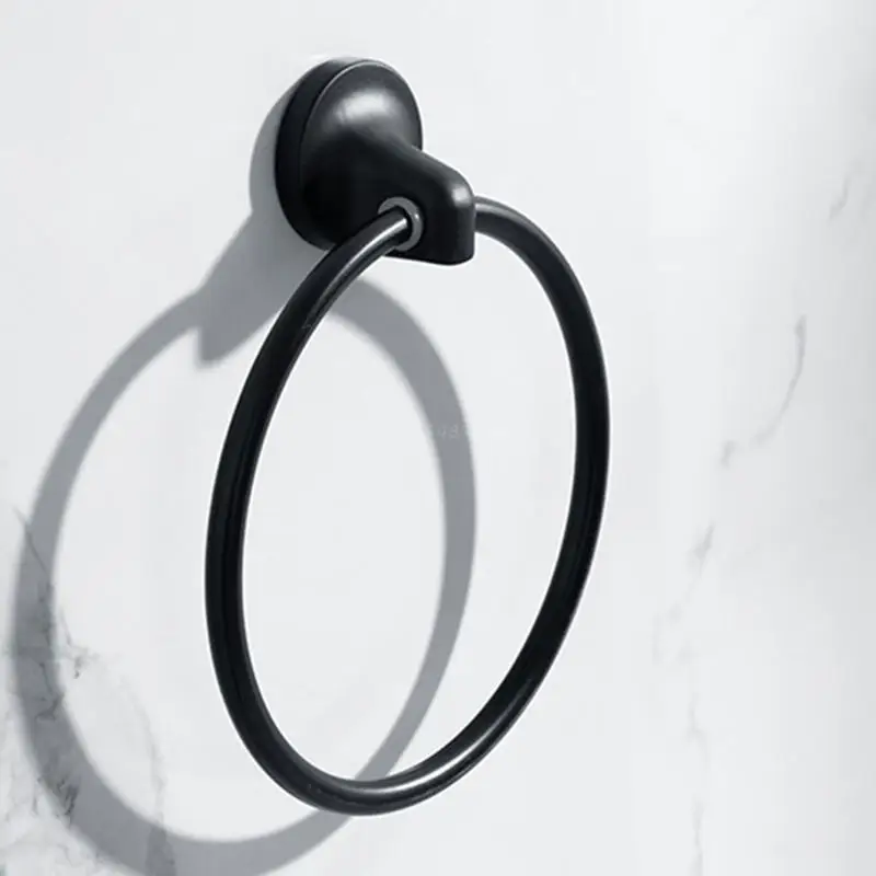 

Matte Black Finish Space Aluminum Wall Mounted Towel Ring Bathroom Accessories Round Towel Holder Bathroom Towel Rack Hanger