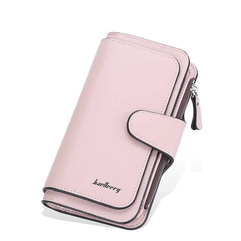 Purses For Women Long Zipper Fastener Multi Clip Three Fold Wallet PU Leather Clutch Bag Purity Coin Purse Billeteras Para Mujer