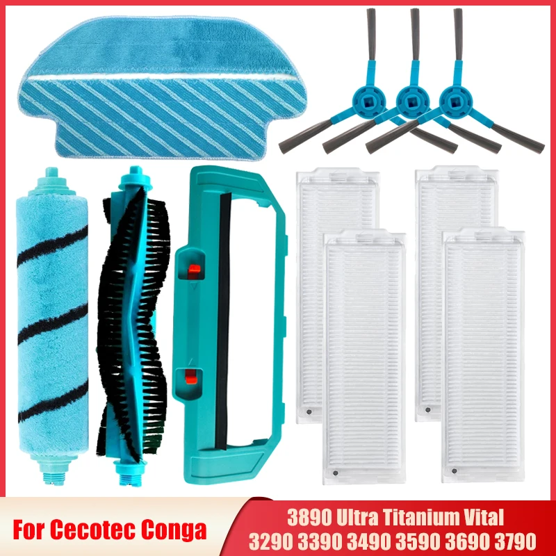 Main Brush Hepa Filter Mop Cloth Parts For Cecotec Conga 3290 3390 3490 3590 3690 3790 3890 Ultra Titanium Vital Vacuum Cleaner