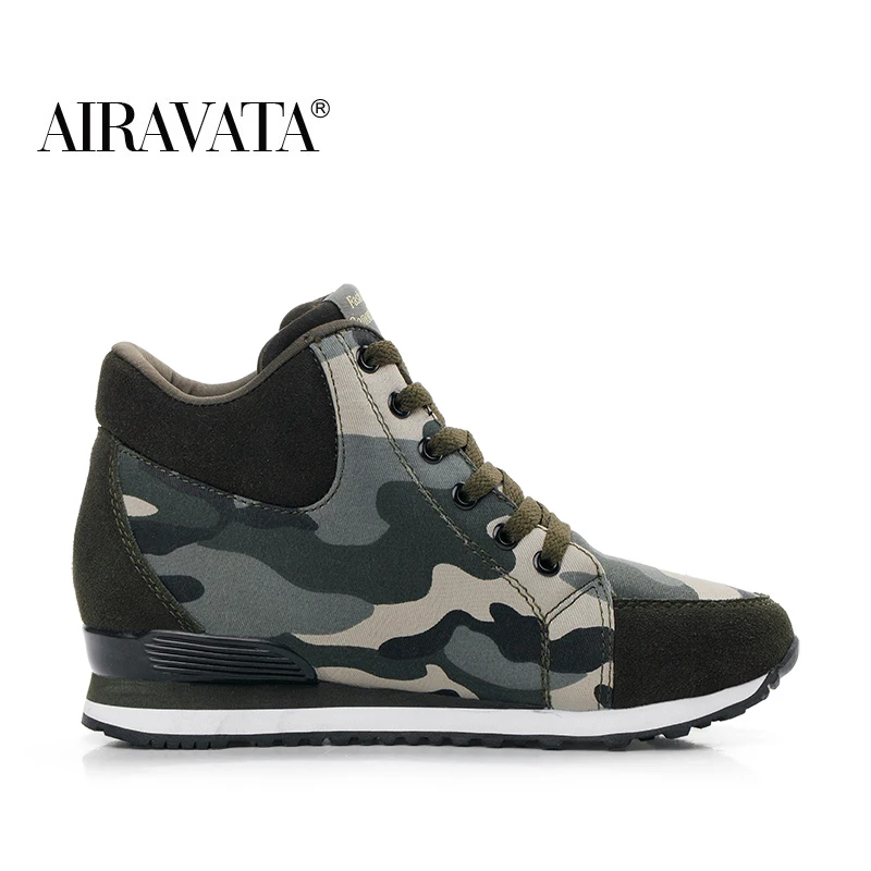 Winter Autumn Ladies Camouflage Printed Canvas Half Tube Breathable Increased Casual Sports Walking Shoes