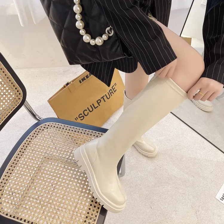 Locomotive Boots Women 2021 Autumn and Winter New Fashion But Over The Knee Boots Thick-soled Soft Surface short Boots Women