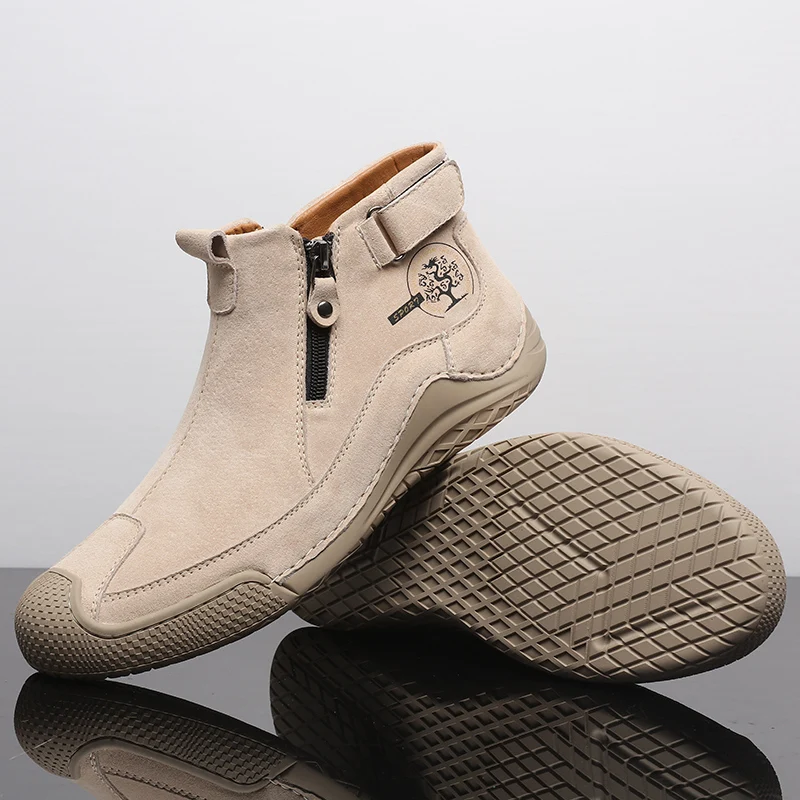 Мужские Ботильоны ручной работы повседневные кроссовки обувь на молнии большие