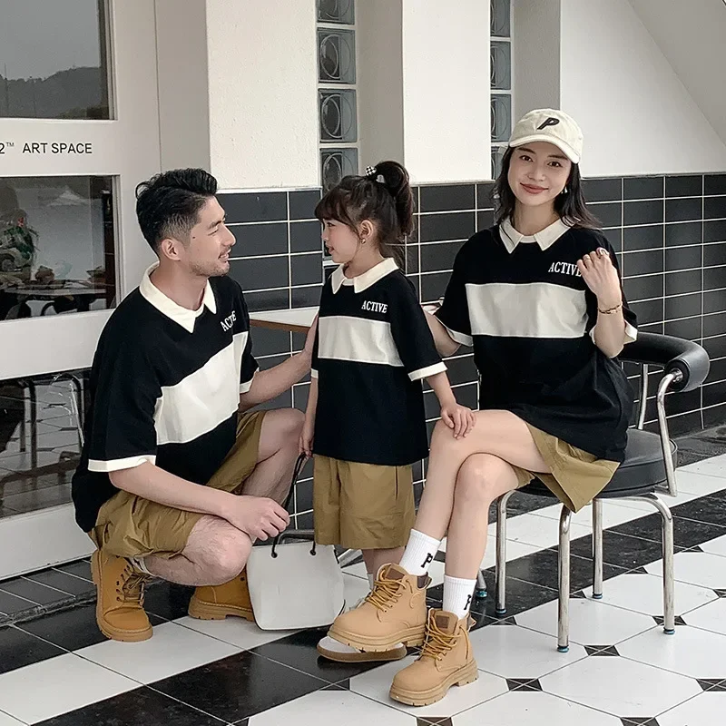 

Семейный комплект для мамы, папы, сына, мамы и сына, сочетающаяся одежда для папы и дочери, сочетающаяся одежда, 2023 летний детский комплект из верха и низа