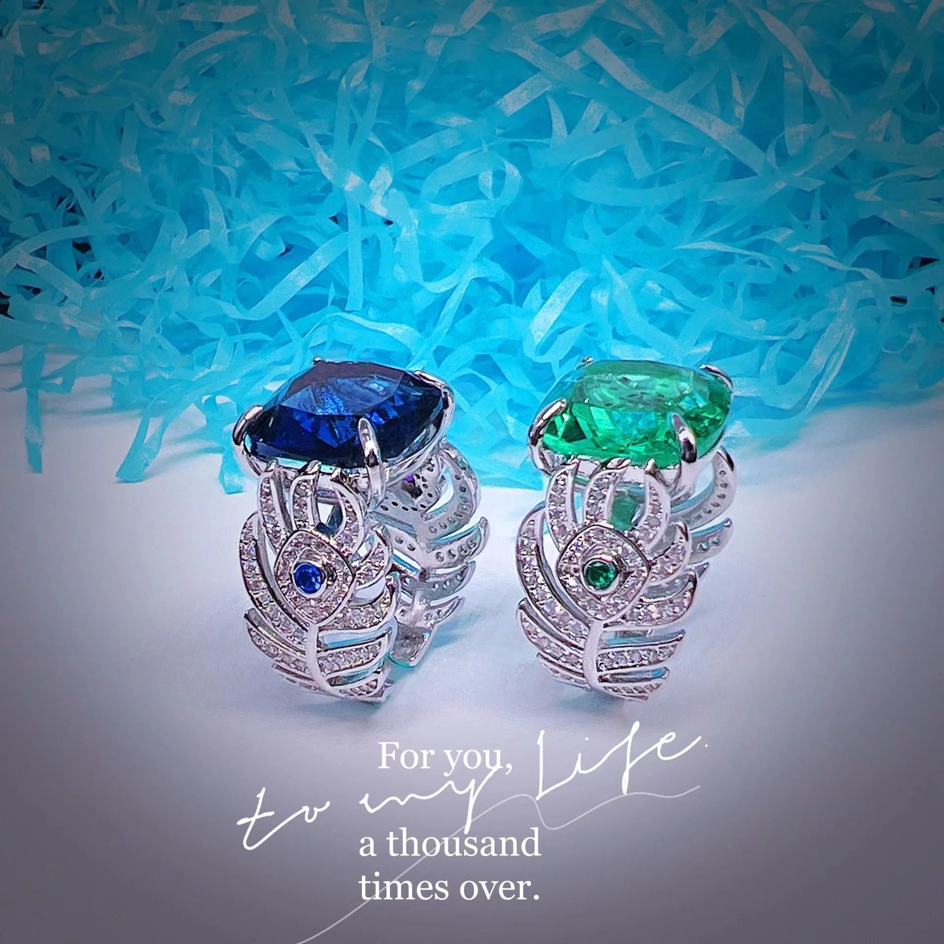 

Foydjew Luxury Simulation Royal Blue Rings Big Carat Emerald Square Diamond Engagement Banquet Color Treasure Ring For Women