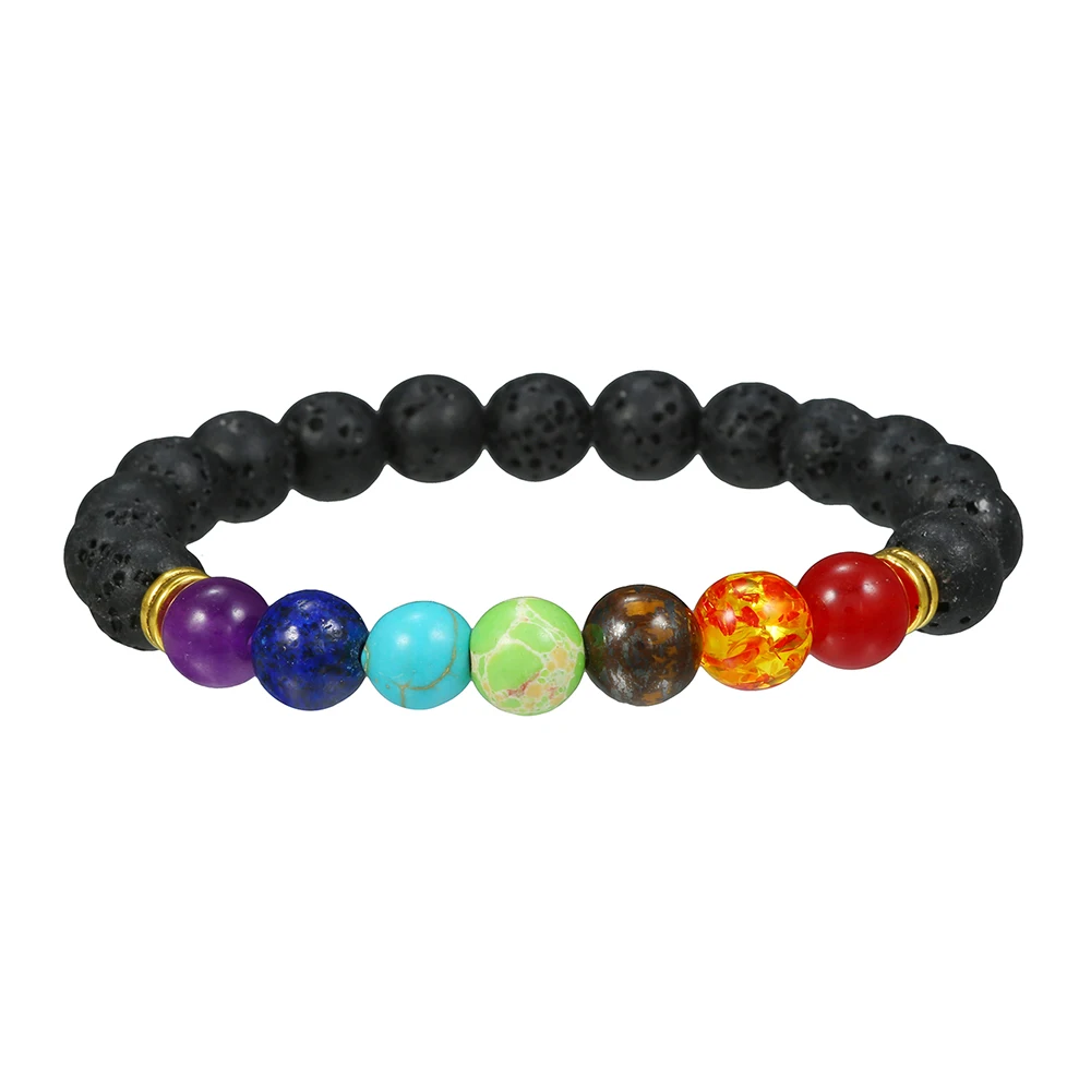 

Natural Lava Stone Beads Healing Balance Chakra Charm Bracelet For Women Lapis tiger Eye Buddha Prayer Yoga Bracelet Jewelry