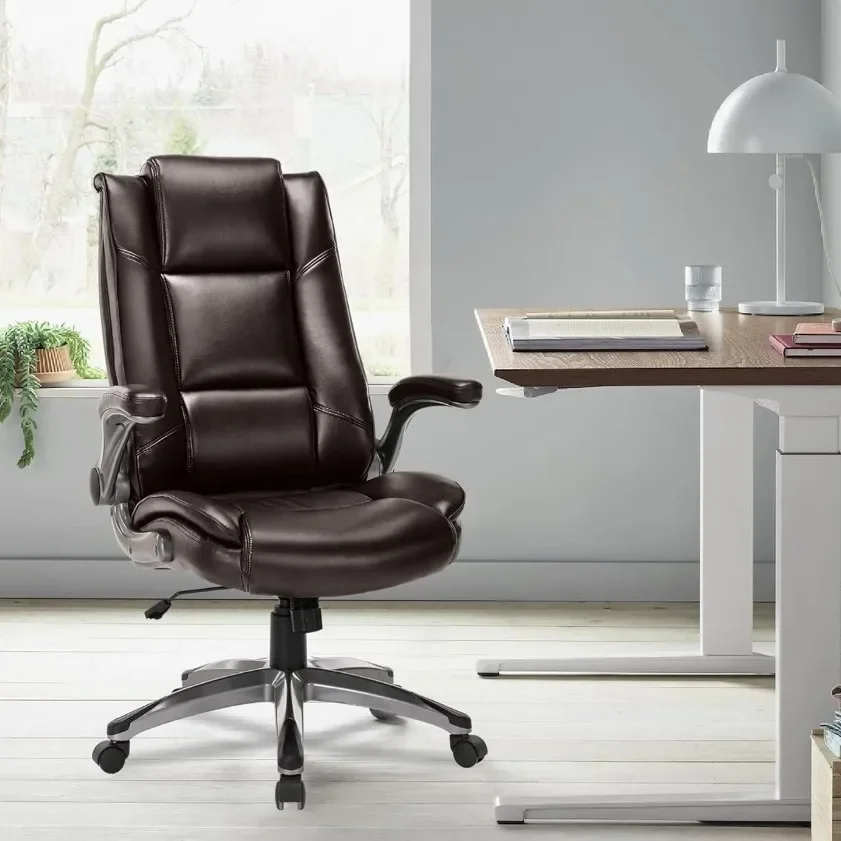 Кожаное офисное кресло для руководителя — домашнее компьютерное с высокой