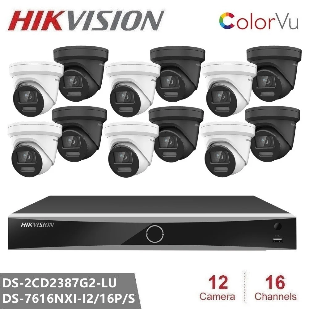 

Hikvision, система видеонаблюдения с системой видеонаблюдения, Φ H.265, 8-мегапиксельная IP-камера POE 24/7, цветное изображение, встроенный микрофон
