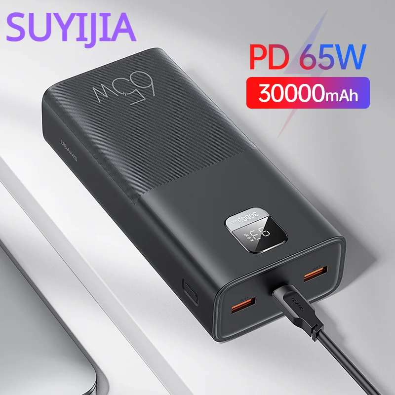 

New 30000mAh 65W Fast Charging Power Bank For MacBook iPad iPhone PD QC FCP SCP AFC External Battery For Huawei Xiaomi Samsung