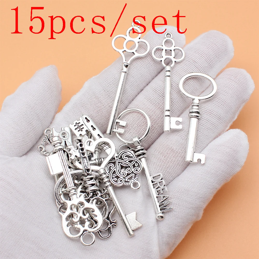 

Popular Key Charms Jewelry Making Supplies Materials 15pcs/set