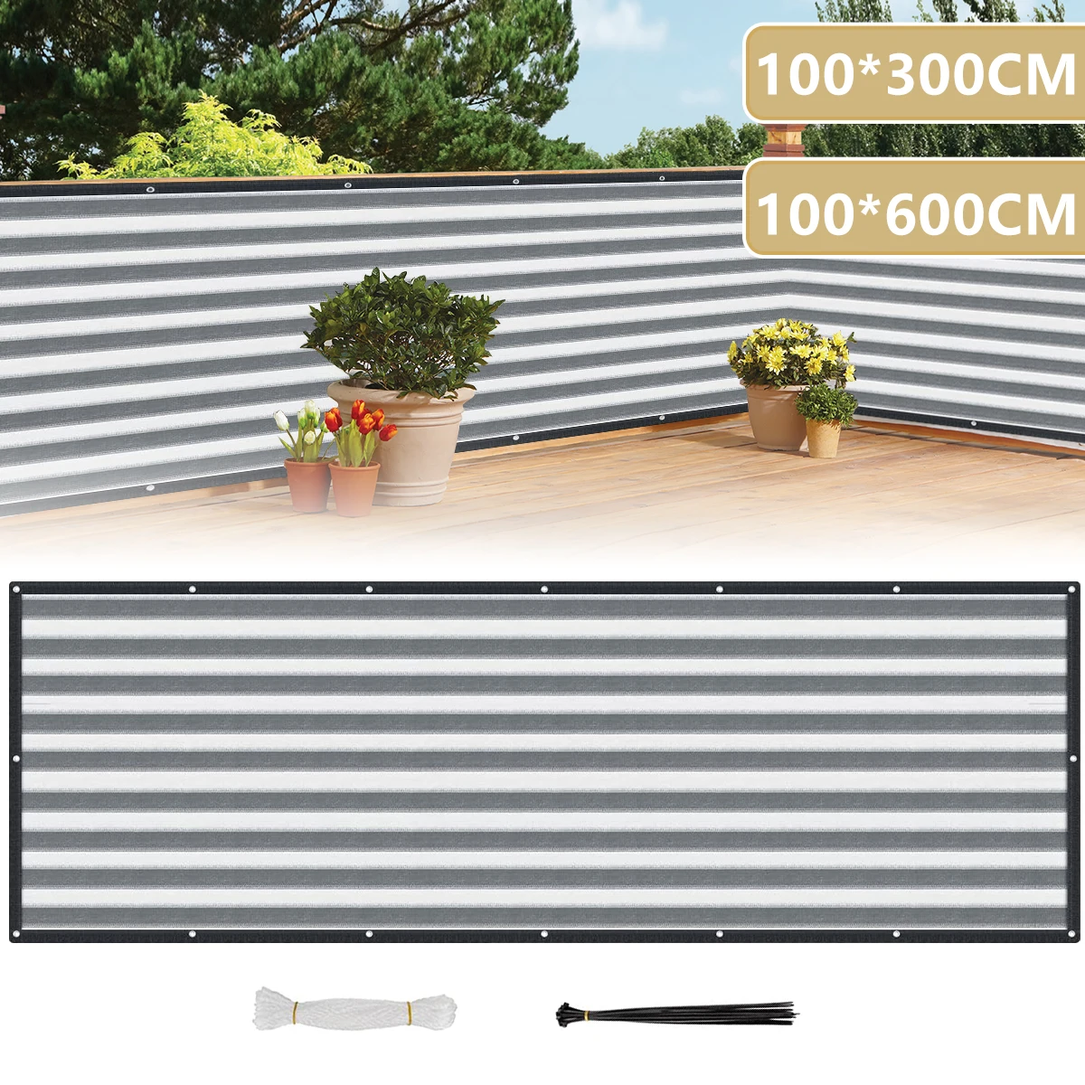 

Home Balcony Privacy Screen with Grommets Fence Deck Shade Sail Yard Cover UV Sunblock Wind Child Safe Protection Summer Supply