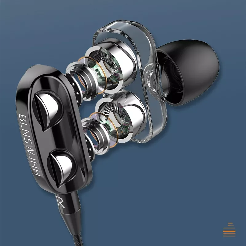 

New in In-Ear Heavy Bass Dual Driver Stereo Wired Earphones Sports Gaming Headsets with Mic For IPhone