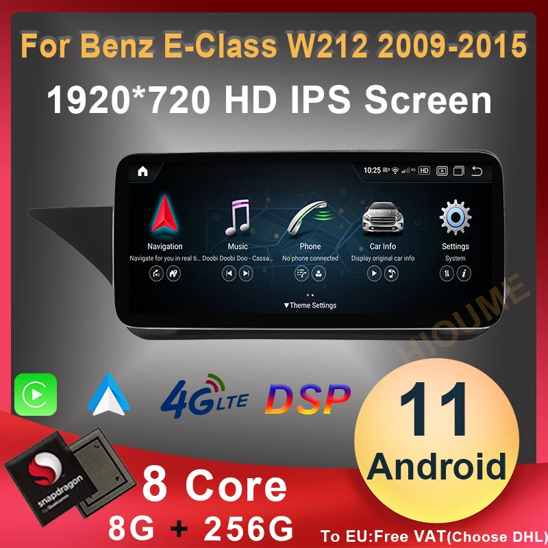 

12.5" Android 11 Qualcomm 8+256G Car Multimedia Player GPS Radio for Mercedes Benz E Class W212 E200 E230 E260 E300 LHD RHD