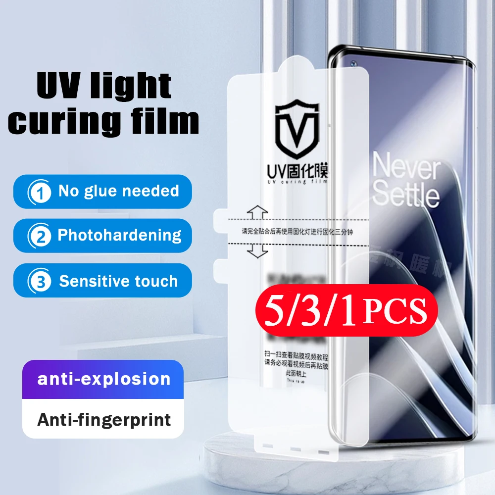 

5/3/1Pcs screen protector For oneplus 8 9 10 11 pro ACE 2 UV light curing film oneplus 7 7T pro Not Glass phone protective film