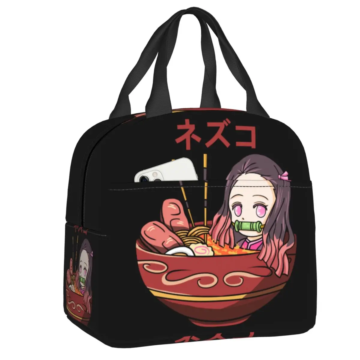 

Demon Slayer Kimetsu No Yaiba Insulated Lunch Tote Bag Anime Manga Ramen Nezuko Portable Thermal Cooler Food Lunch Box Work