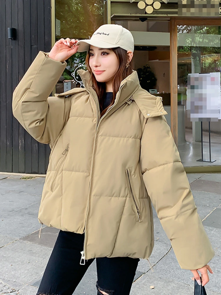 Winter Clothes Women 2023 Winter New Fashion Solid Hooded Coat Temperament Commuter Warm Cotton Coat 7 Colors Available