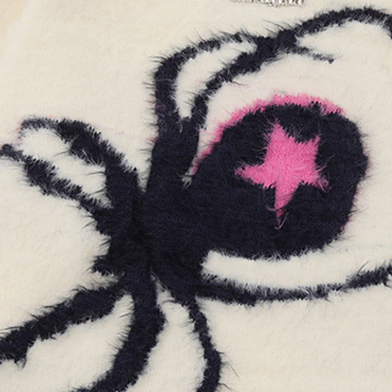 Свитер с пауком из мохера мужской трикотаж женский зимний уродливый свитер