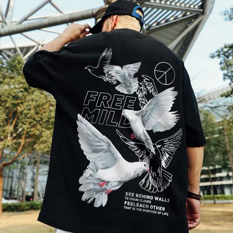 

Men's short-sleeved fashion men's fashion T-shirt loose trend fat plus size couple half sleeve pullover five sleeves
