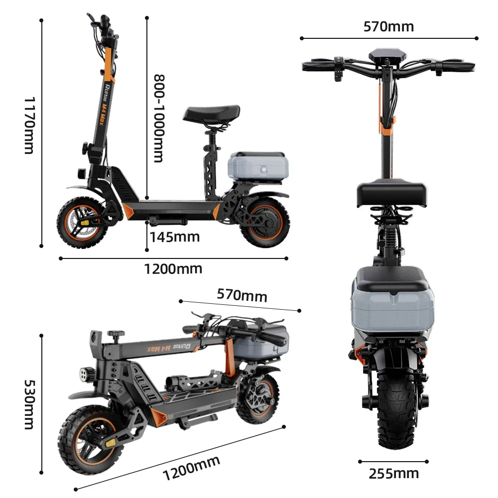 M4Max Склад в США Мощный двухколесный электрический скутер для езды вместо