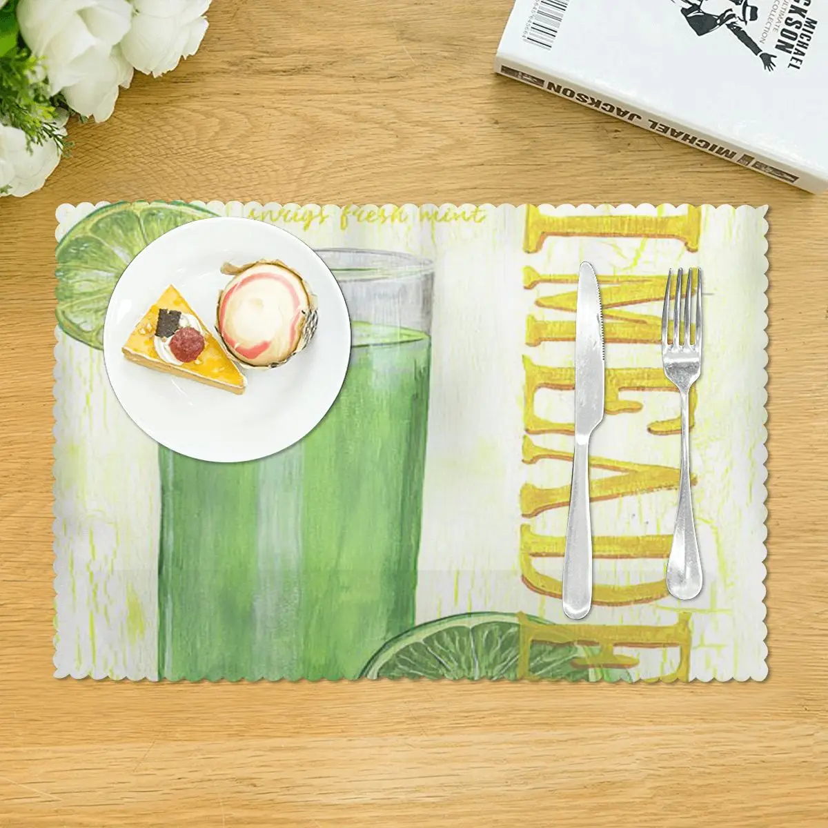 Limeade Debbie Dewitt, коврик для обеденной тарелки, четыре листа, силиконовый коврик, кухонные декоративные индивидуальные салфетки
