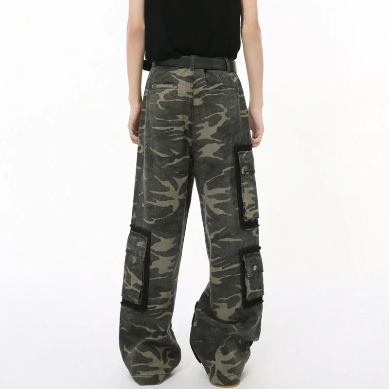 Осень 2024 мужские брюки-карго повседневные камуфляжные брюки с большим карманом и