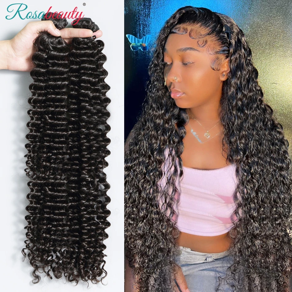 

Rosabeauty Deep Wave Human Hair Bundles 30 38 40Inch Brazilian Hair Weave 3 4 Bundles Human Hair Wefts Virgin Hair Extensions