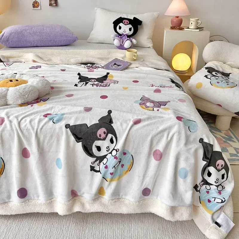 Новое бархатное одеяло Hello Kitty Cinnamoroll Kuromi My melody детское двухстороннее офисное для