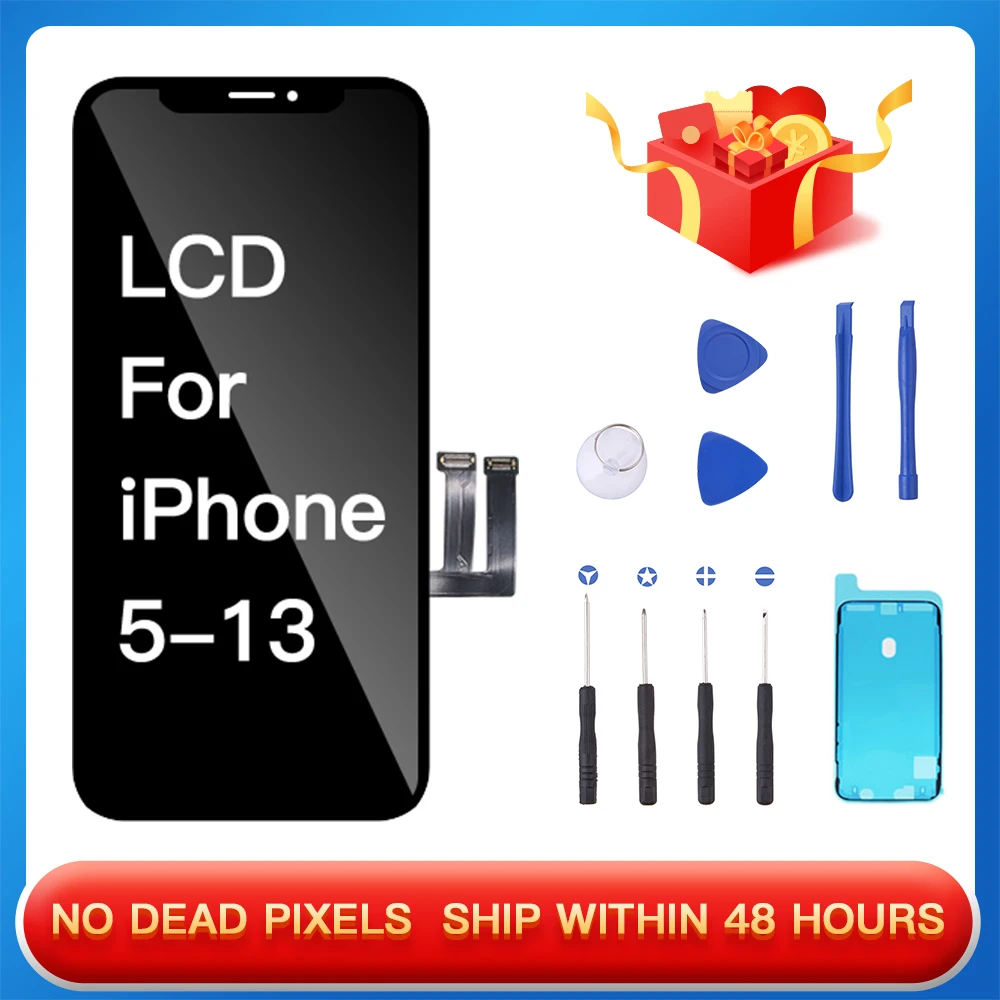 

ЖК-дисплей OLED для iPhone X XR XS Max, дисплей для iPhone 5-13 Pro Max, дигитайзер ЖК-экрана в сборе, сменный, с небольшими дефектами