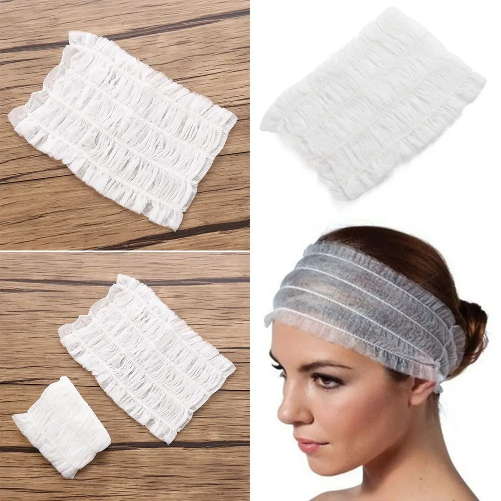 

Одноразовые нетканые эластичные повязки для волос для макияжа, 100 шт., тюрбан для ванной, ресницы для наращивания